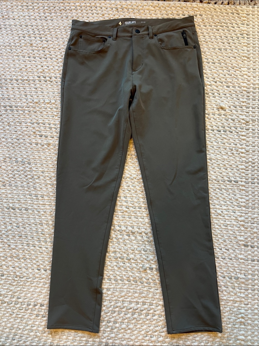 FourLaps Traverse Pant Athletic Fit Stretch Casual Green 33 x 32